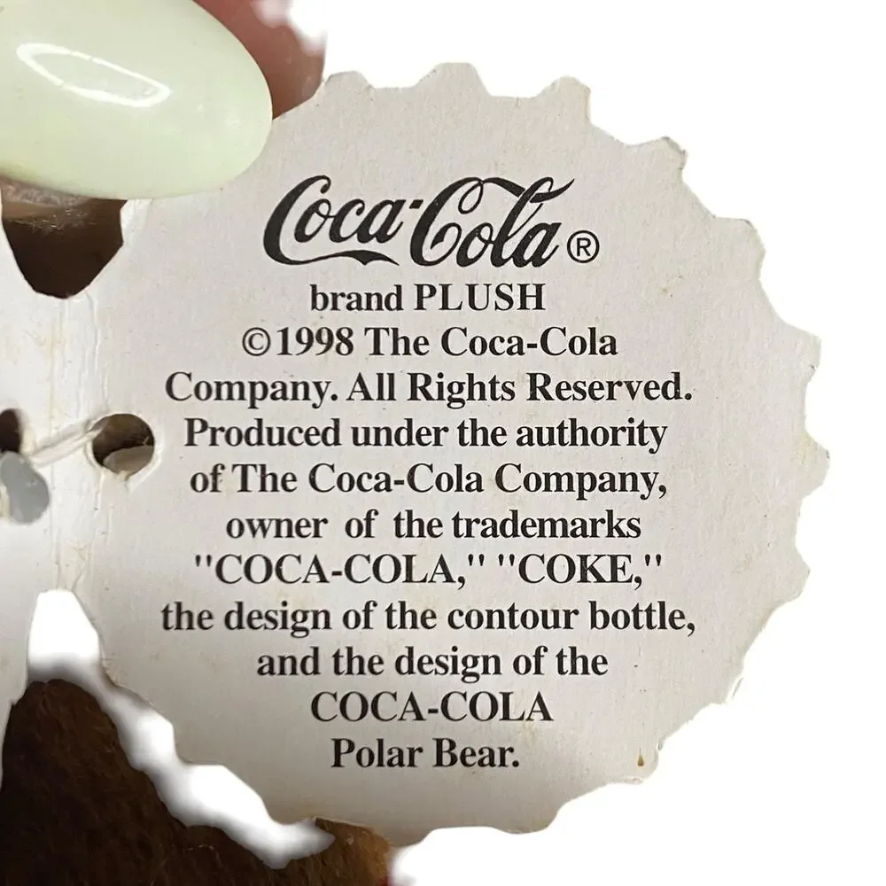 NWT 1998 Coca-Cola Collectible Reindeer Bean Bag Plush holding a Coke Bottle